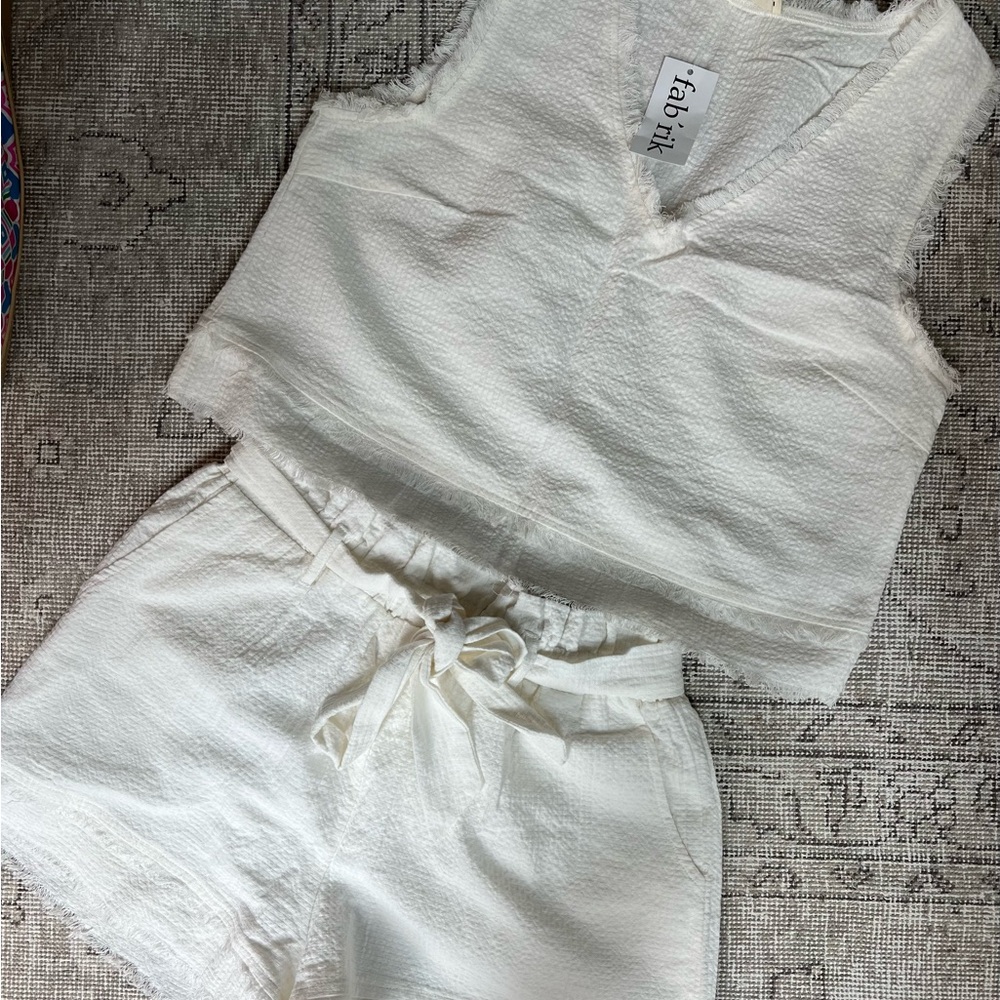 Fab'rik Ivory Textured Sleeveless Set